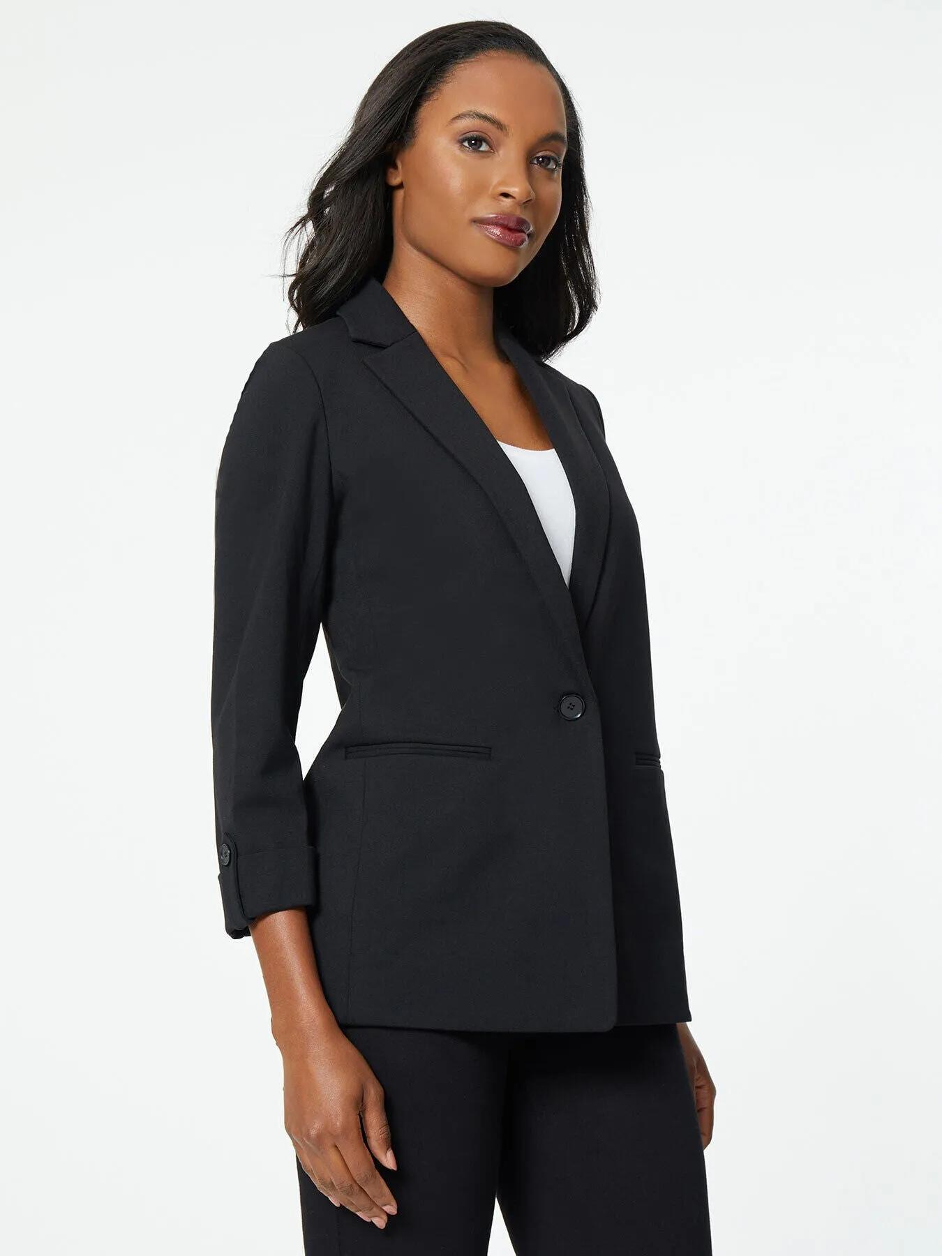 Wing Collar Rolled Tab Blazer